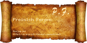 Preisich Ferenc névjegykártya
